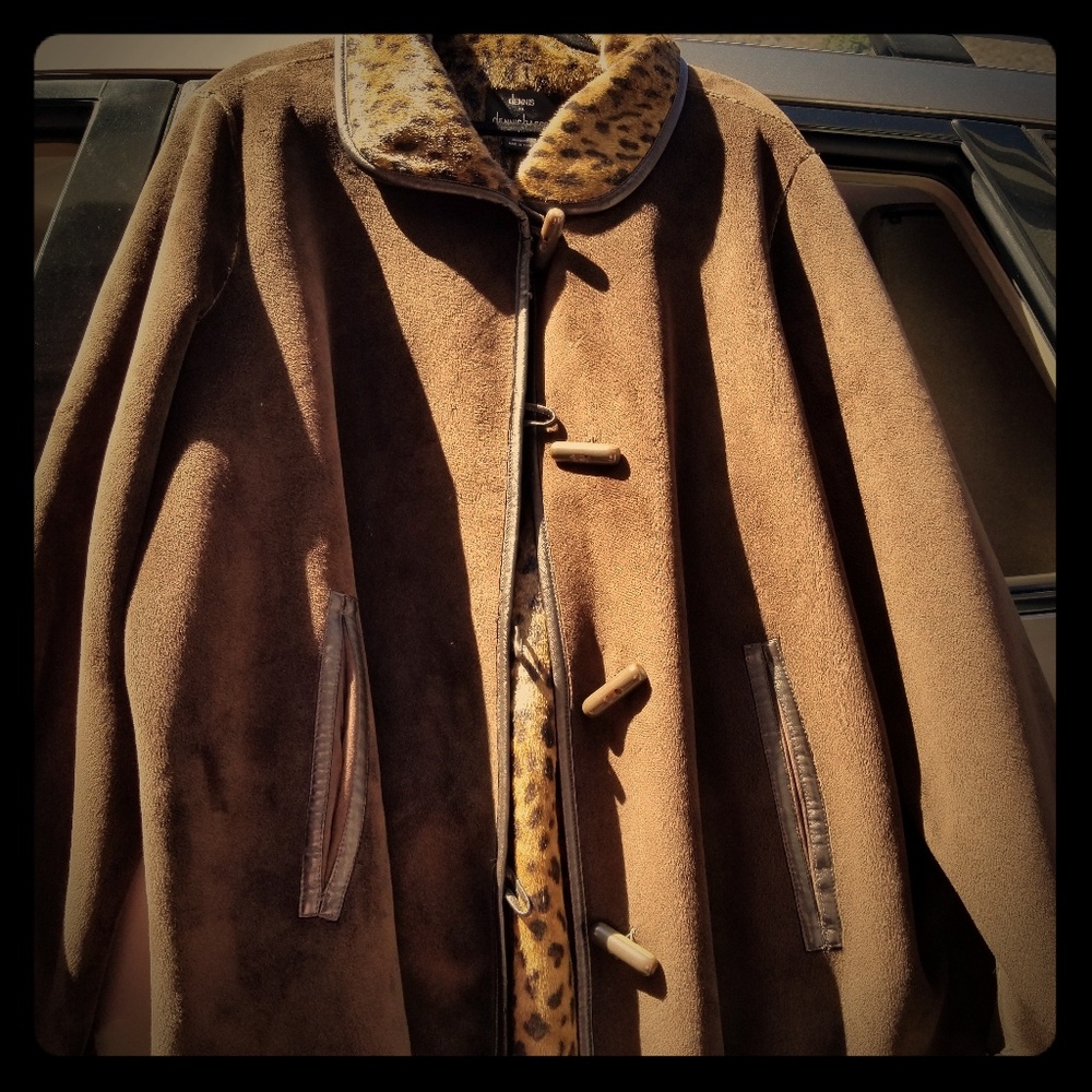 3 X - Dennis Basso Faux fur coat brown